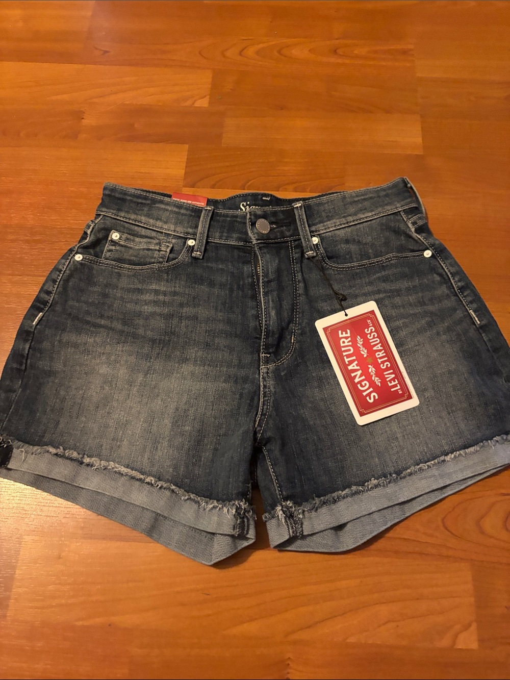 Levi's Women's Medium Blue Frayed Hem Denim Shorts